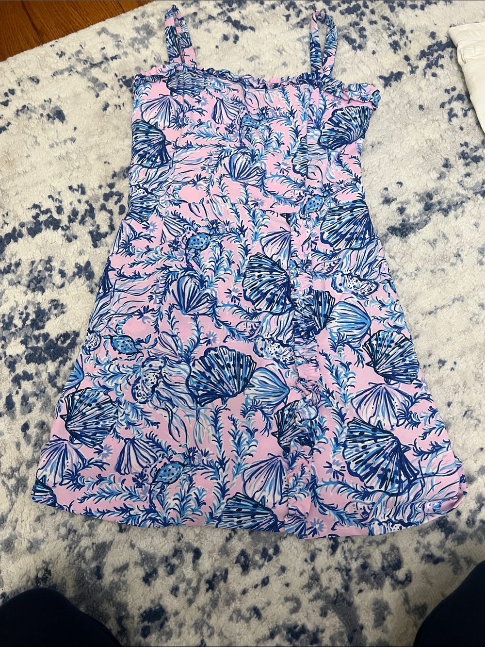 Lilly Pulitzer Pink romper Dress with Blue Shell Motif